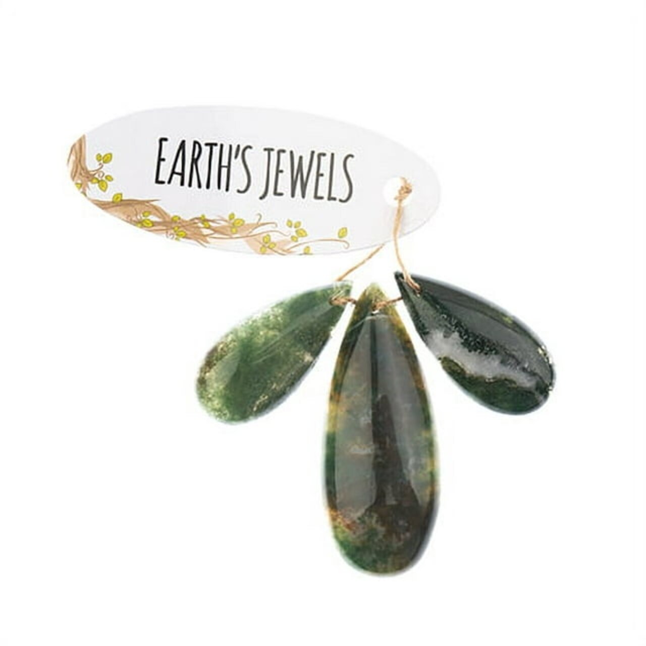 Earth's Jewels Semi-Precious Natural Fancy Agate Teardrop Pendants, 3pcs